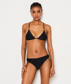 Etam Triangle Satin Bikini Top BLACK Best