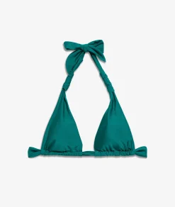 Etam Triangle Satin Bikini Top EMERALD New