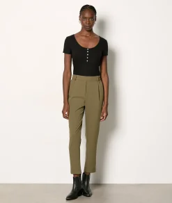 Etam Trousers with a cigarette cut KHAKI Store