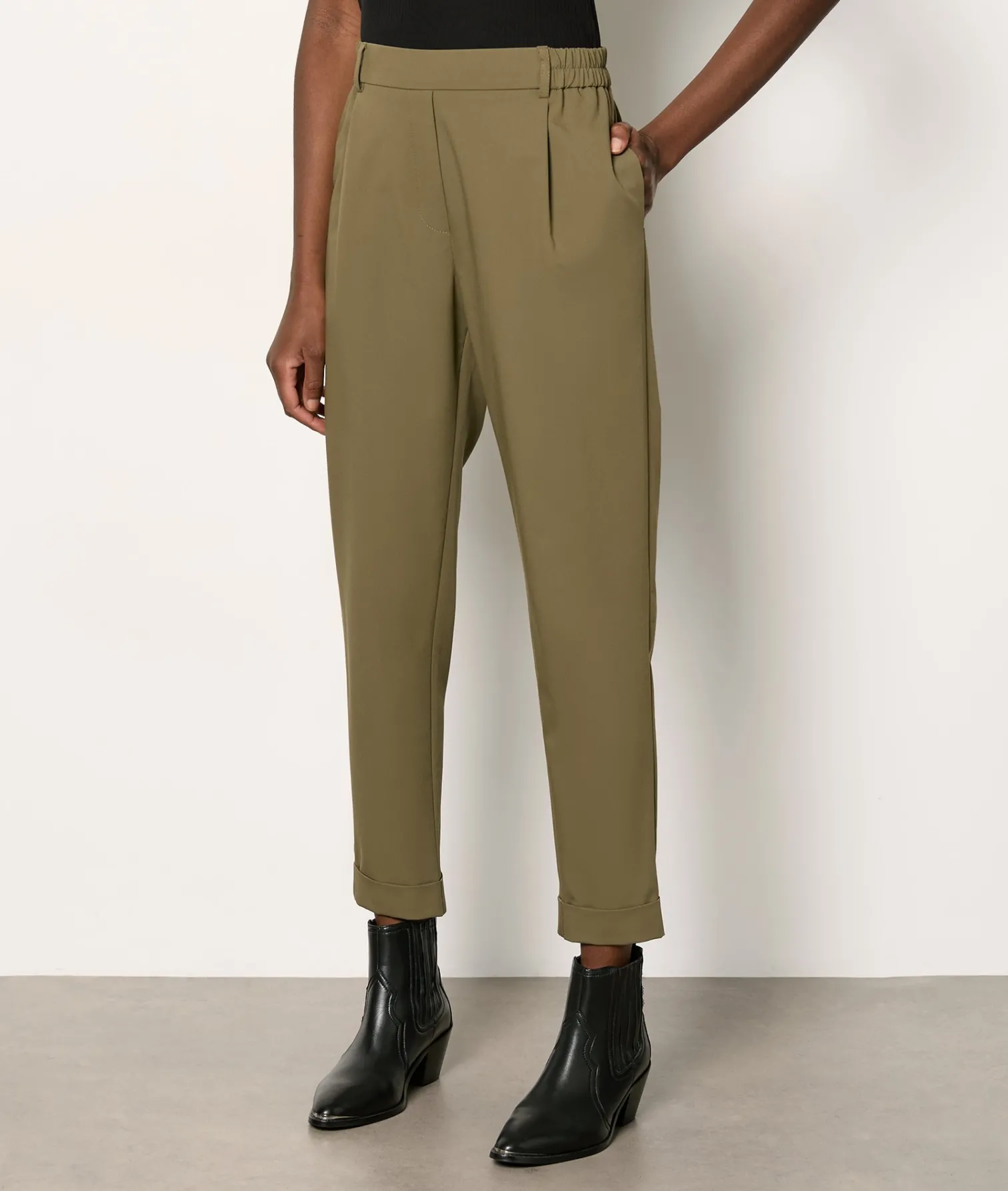 Etam Trousers with a cigarette cut KHAKI Store