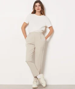 Etam Trousers with a cigarette cut SAND Fashion