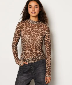 Etam T-shirt col montant imprimé léopard MARRON Shop