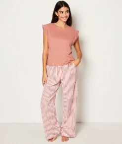 Etam T-shirt de pyjama en coton détail broderie ROSEPOUDRE Fashion