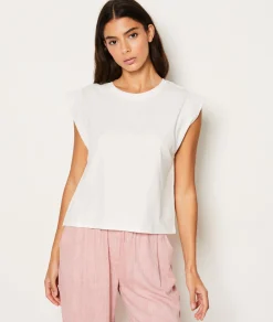 Etam T-shirt de pyjama en coton détail broderie BLANC Best