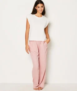 Etam T-shirt de pyjama en coton détail broderie BLANC Best