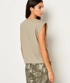 Etam T-shirt de pyjama en coton détail broderie KAKI Store