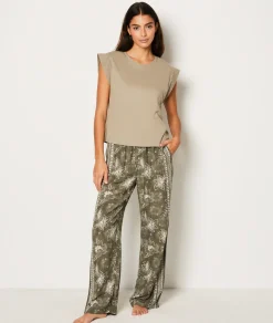 Etam T-shirt de pyjama en coton détail broderie KAKI Store