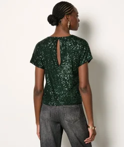 Etam T-shirt manches courtes à sequins VERTSAPIN Cheap