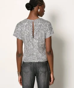 Etam T-shirt manches courtes à sequins ARGENT Discount