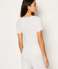 Etam T-shirt manches courtes côtelé en coton GRIS Sale