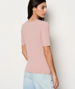 Etam T-shirt manches courtes maille thermique MAUVE New