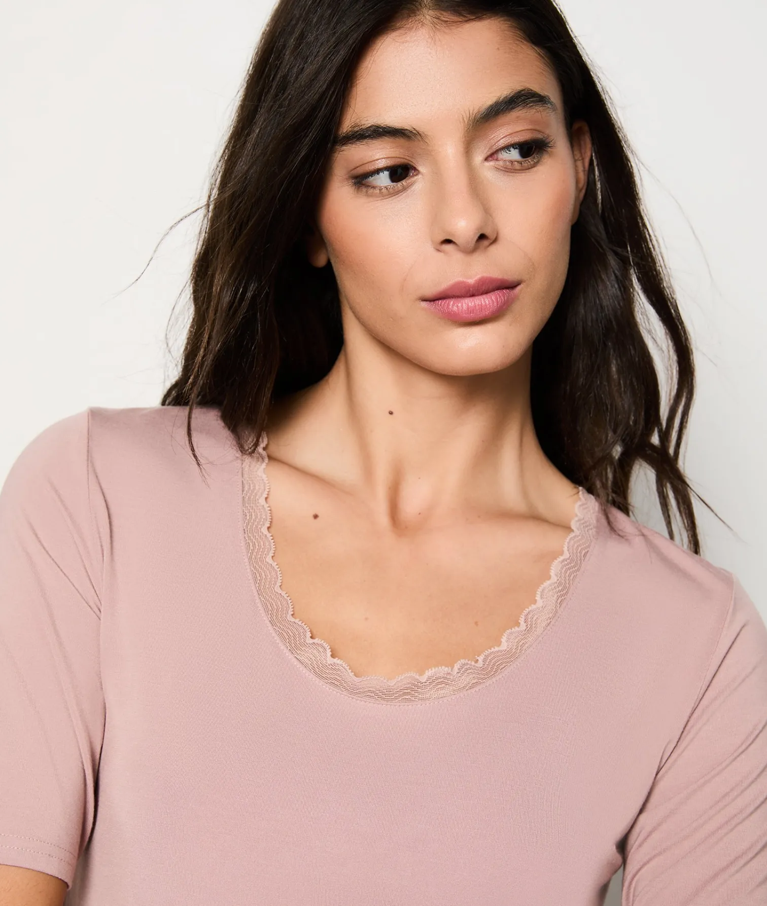 Etam T-shirt manches courtes maille thermique MAUVE New