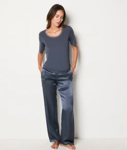 Etam T-shirt manches courtes maille thermique ARGENT Store
