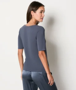 Etam T-shirt manches courtes maille thermique ARGENT Store