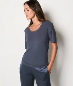 Etam T-shirt manches courtes maille thermique ARGENT Store