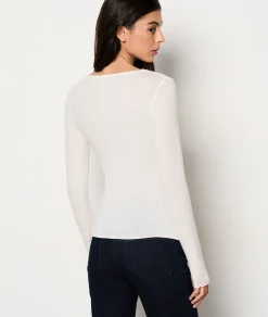 Etam T-shirt manches longues avec cachemire en maille thermique ECRU Cheap