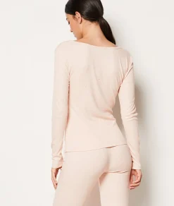 Etam T-shirt manches longues boutonné pailleté ROSEPOUDRE Discount