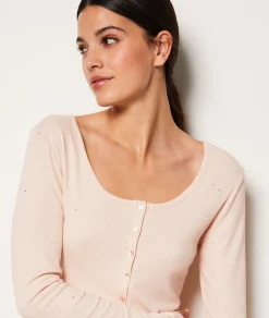 Etam T-shirt manches longues boutonné pailleté ROSEPOUDRE Discount