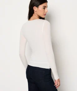 Etam T-shirt manches longues col bateau avec cachemire en maille thermique ECRU Outlet