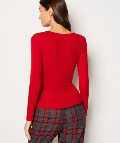Etam T-shirt manches longues côtelé boutonné CARDINAL Online