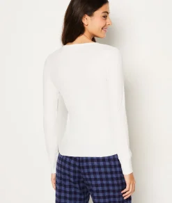 Etam T-shirt manches longues côtelé en coton BLANC Online