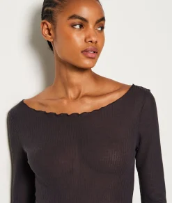 Etam T-shirt manches longues côtelé NOIR Sale