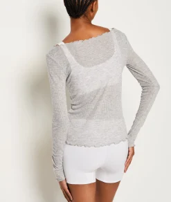 Etam T-shirt manches longues côtelé GRIS Fashion