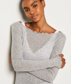 Etam T-shirt manches longues côtelé GRIS Fashion