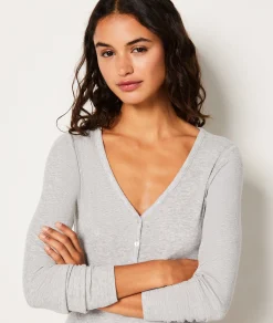 Etam T-shirt manches longues côtelé GRIS Discount