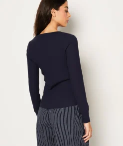 Etam T-shirt manches longues côtelé en coton BLEUNUIT New