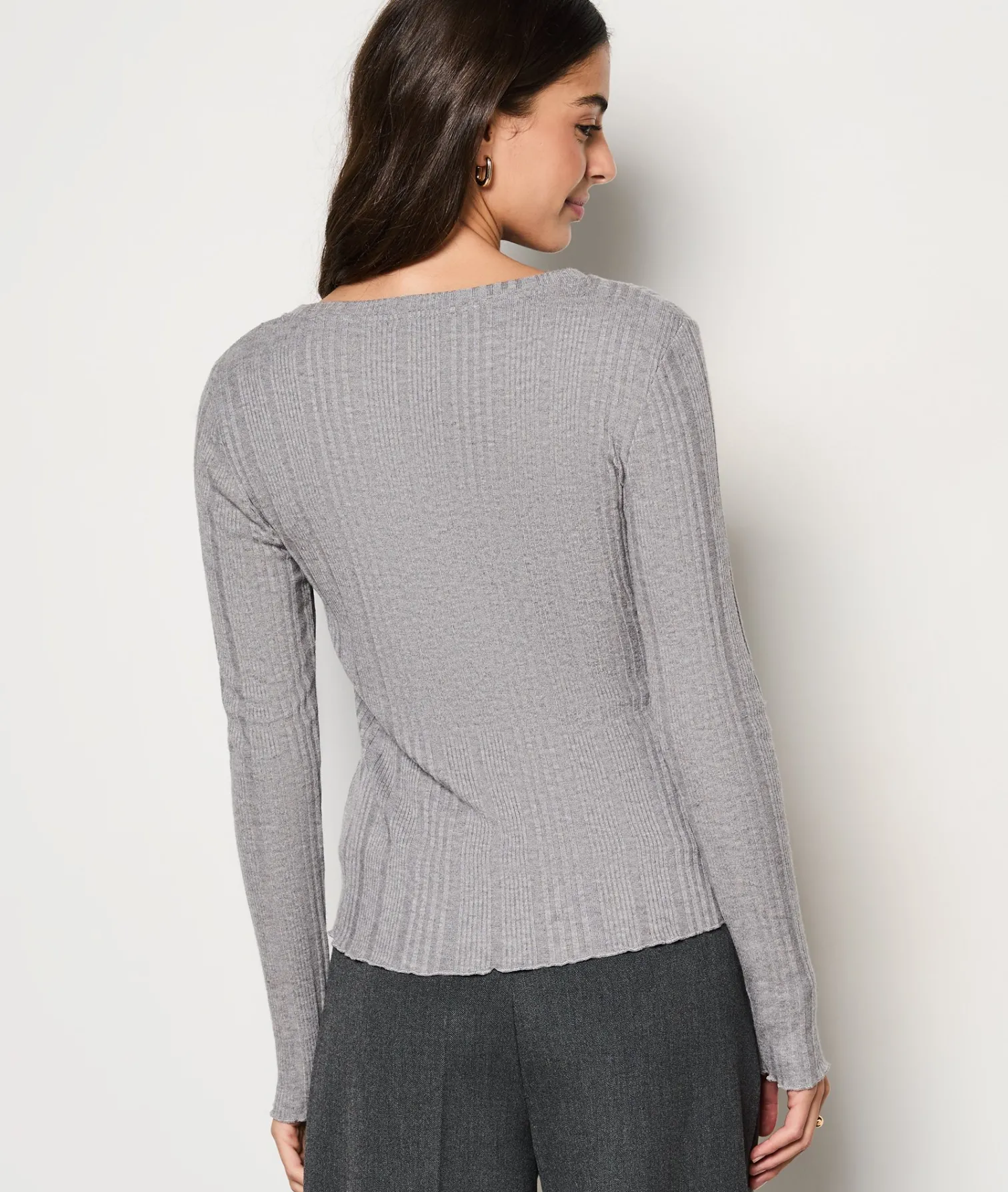 Etam T-Shirt manches longues côtélé ANTHRACITE Clearance