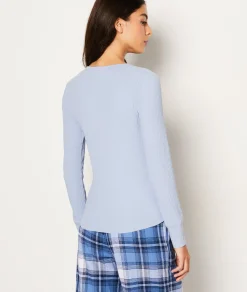 Etam T-shirt manches longues côtelé en coton BLEUCIEL Discount