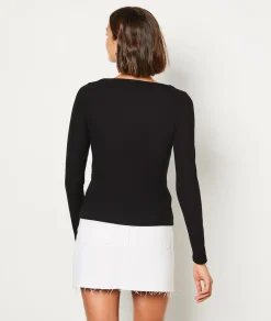Etam T-shirt manches longues côtelé NOIR Flash Sale