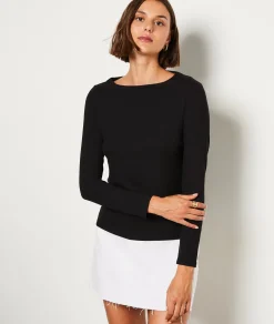 Etam T-shirt manches longues côtelé NOIR Flash Sale