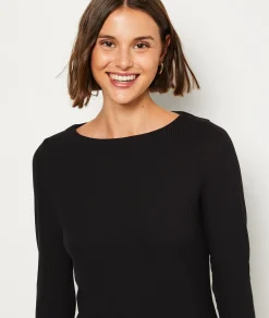 Etam T-shirt manches longues côtelé NOIR Flash Sale