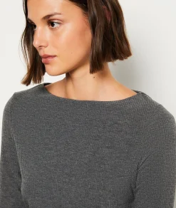 Etam T-shirt manches longues côtelé ANTHRACITE Best Sale