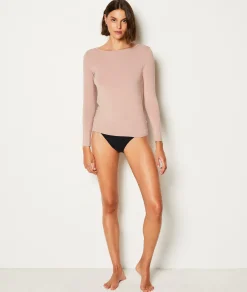 Etam T-shirt manches longues en maille thermique MAUVE Sale