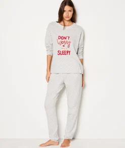 Etam T-shirt manches longues en coton imprimé GRIS Flash Sale