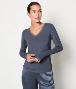 Etam T-shirt manches longues maille thermique ARGENT Best