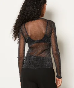 Etam T-shirt transparent à paillettes NOIR Cheap