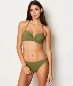 Etam Underwired Push-Up Bikini Top KAKI Clearance