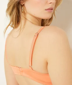 Etam Underwired Triangle Bikini Top CORAL Flash Sale