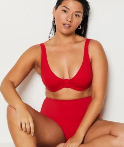 Etam Underwi Triangle Bikini Top RED Shop