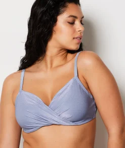 Etam Underwired Triangle Glitter Bikini Top GREY Flash Sale