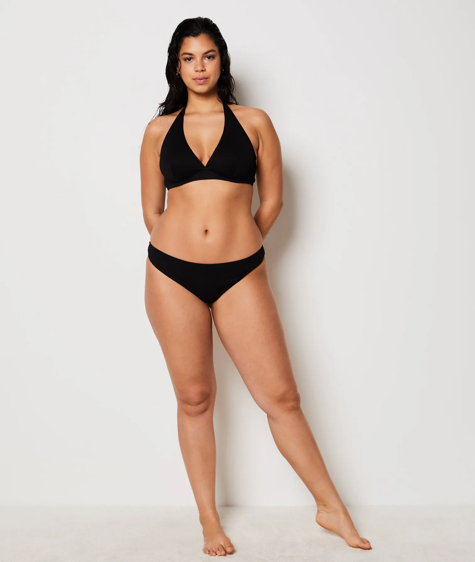 Etam Underwired Triangle Textured Bikini Top BLACK Fashion