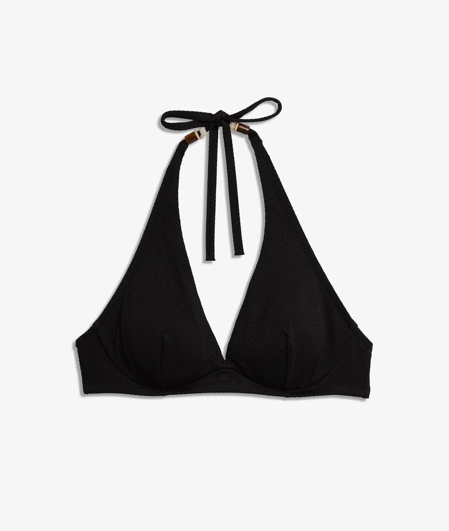 Etam Underwired Triangle Textured Bikini Top BLACK Fashion