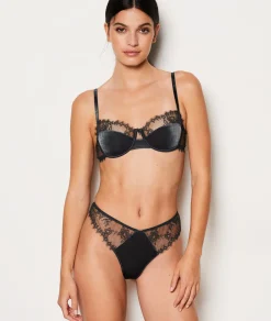 Etam Velvet and Lace Tanga ANTHRACITE Hot