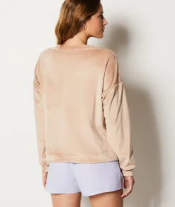 Etam Velvet Pyjama Sweatshirt TAUPE Outlet