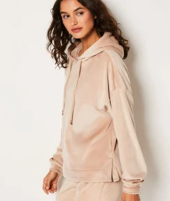 Etam Velvet Pyjama Sweatshirt with Hood TAUPE Store
