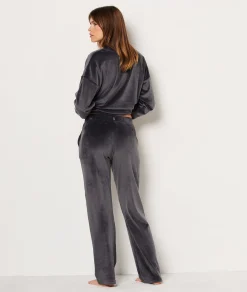 Etam Velvet Pyjama Trousers ANTHRACITE Flash Sale